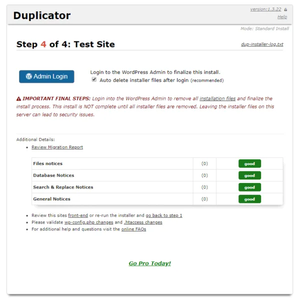 Hướng dẫn cài theme từ file duplicator bước 8